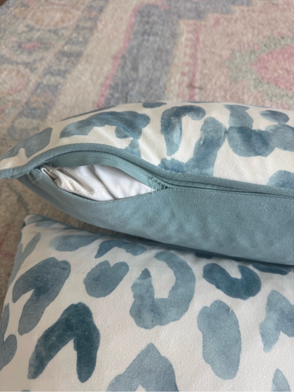 Blue Leopard Print Decorative Pillow - Set of 2 - Picture 2 of 3